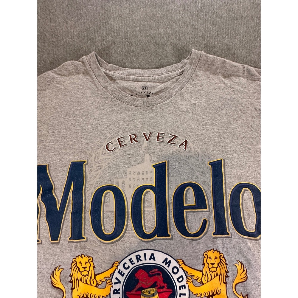 Modelo Especial Cerveza Mexico Beer Graphic T-Shirt Mens 2XL Gray Short Sleeve